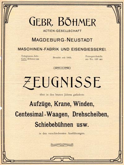Werbeblatt Gebr. Böhmer AG 1906