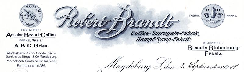 Briefkopf der Firma Robert Brandt von 1915