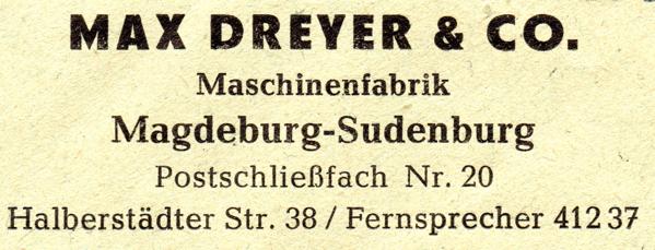 Firmenadresse Max Dreyer auf Postkarte vom 19.12.1945