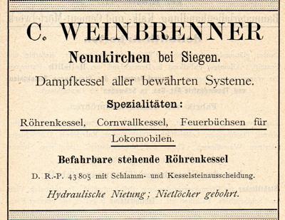 Werbung Fa. Weinbrenner 1897