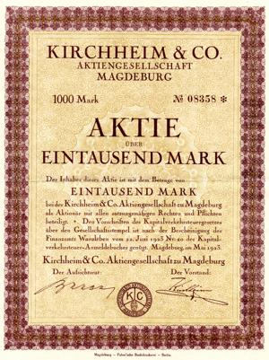 Aktie der Kirchheim & Co. AG von 1923