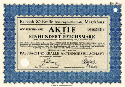 Aktie Rassbach & Kralle von 1925