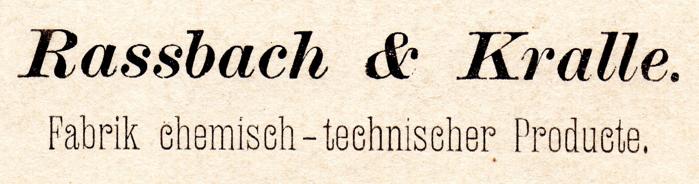 Firmenschriftzug Rassbach & Kralle von 1885