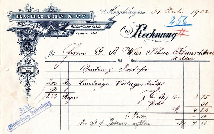 Robrahn Briefkopf von 1902