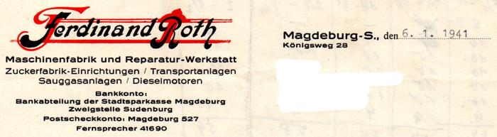 Briefkopf Ferdinand Roth 1941