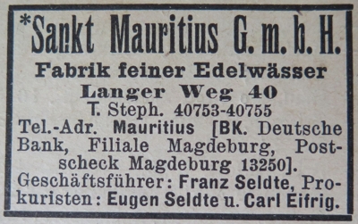 Werbung Sankt Mauritius Wasser 1927